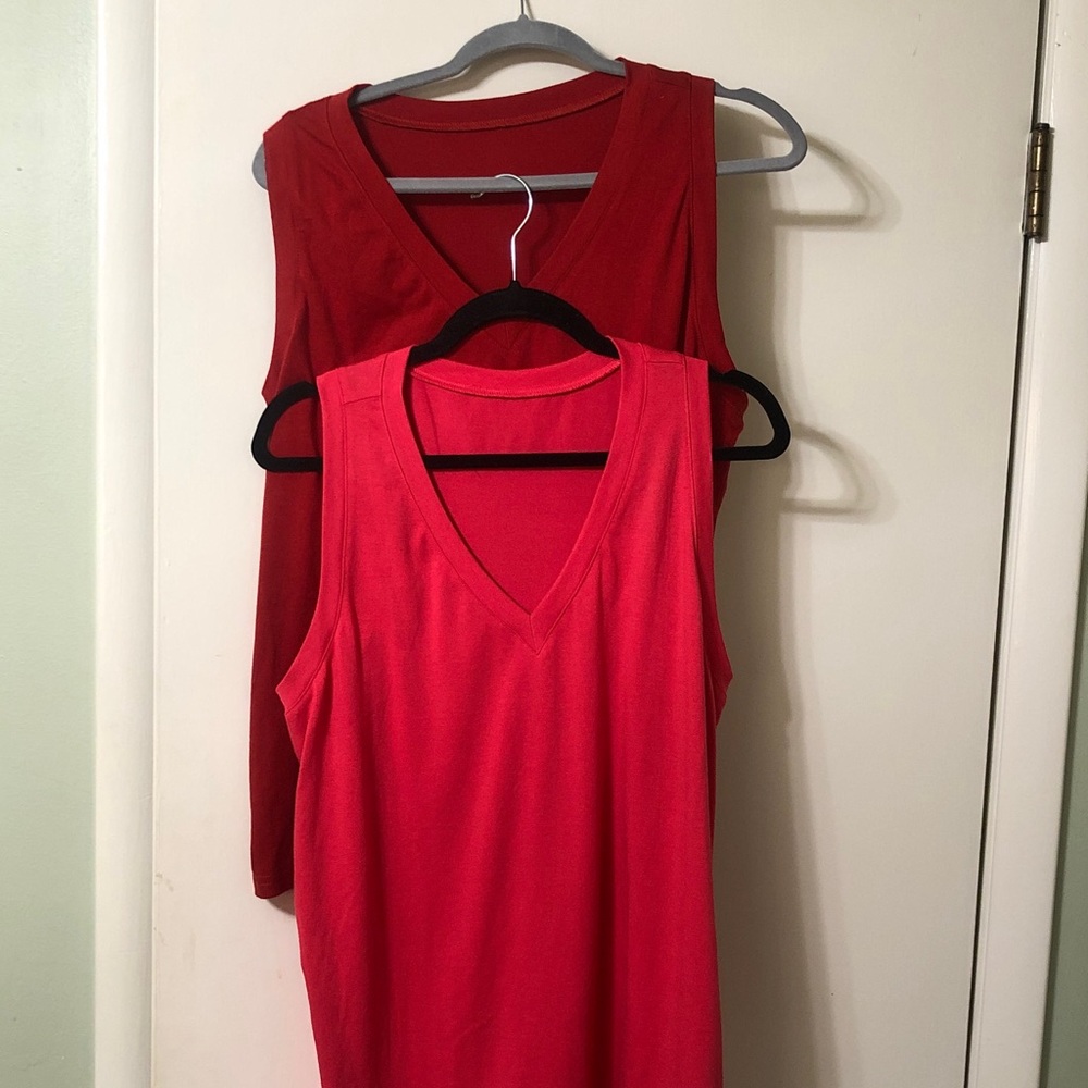 Women’s V-Neck Sleeveless Tank Top - Red